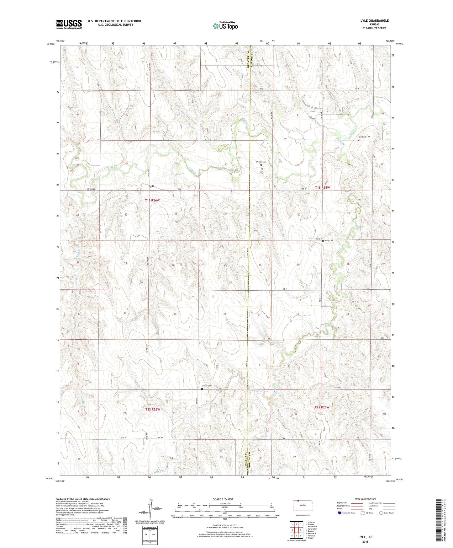 Lyle Kansas US Topo Map Image