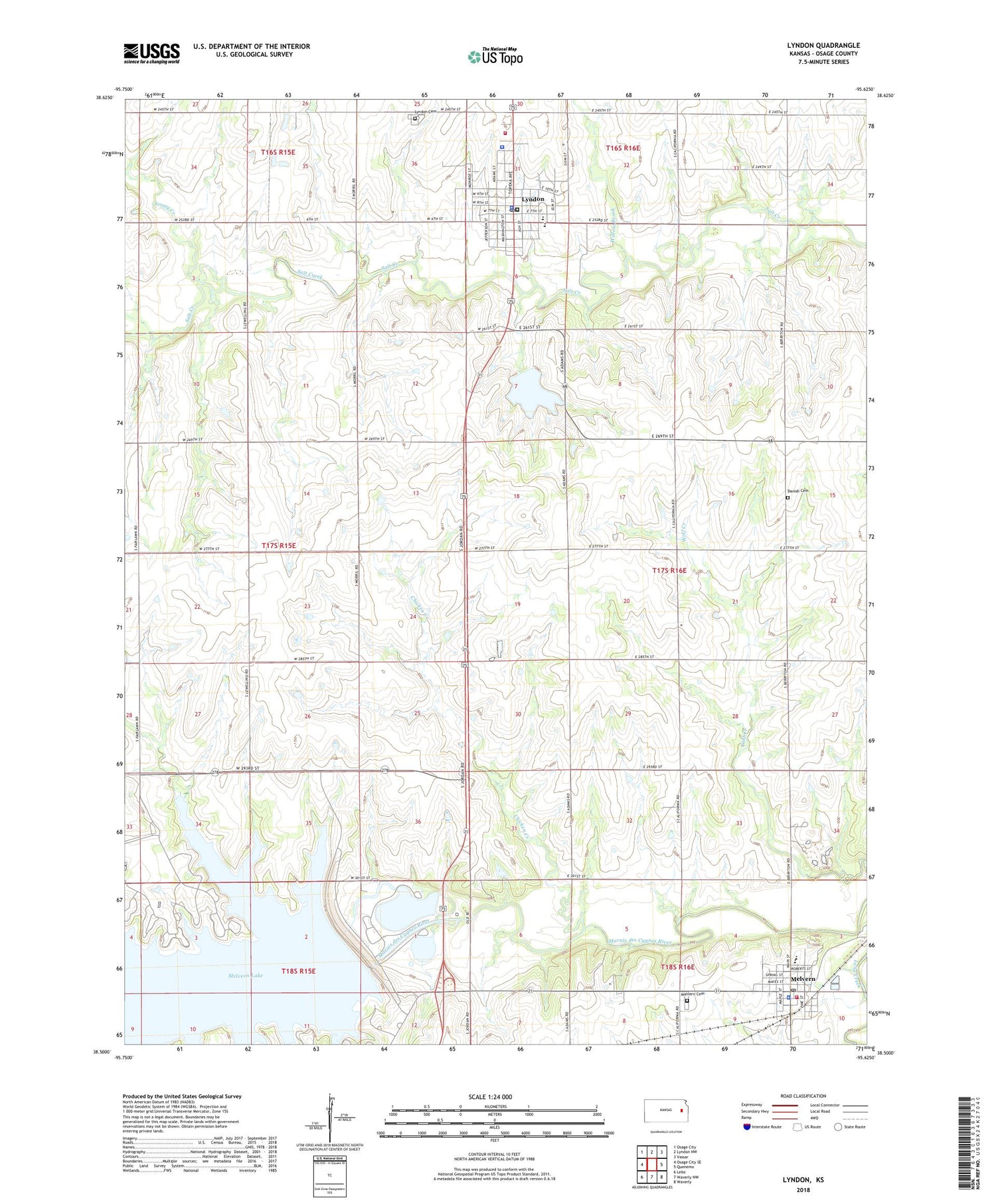 Lyndon Kansas US Topo Map Image