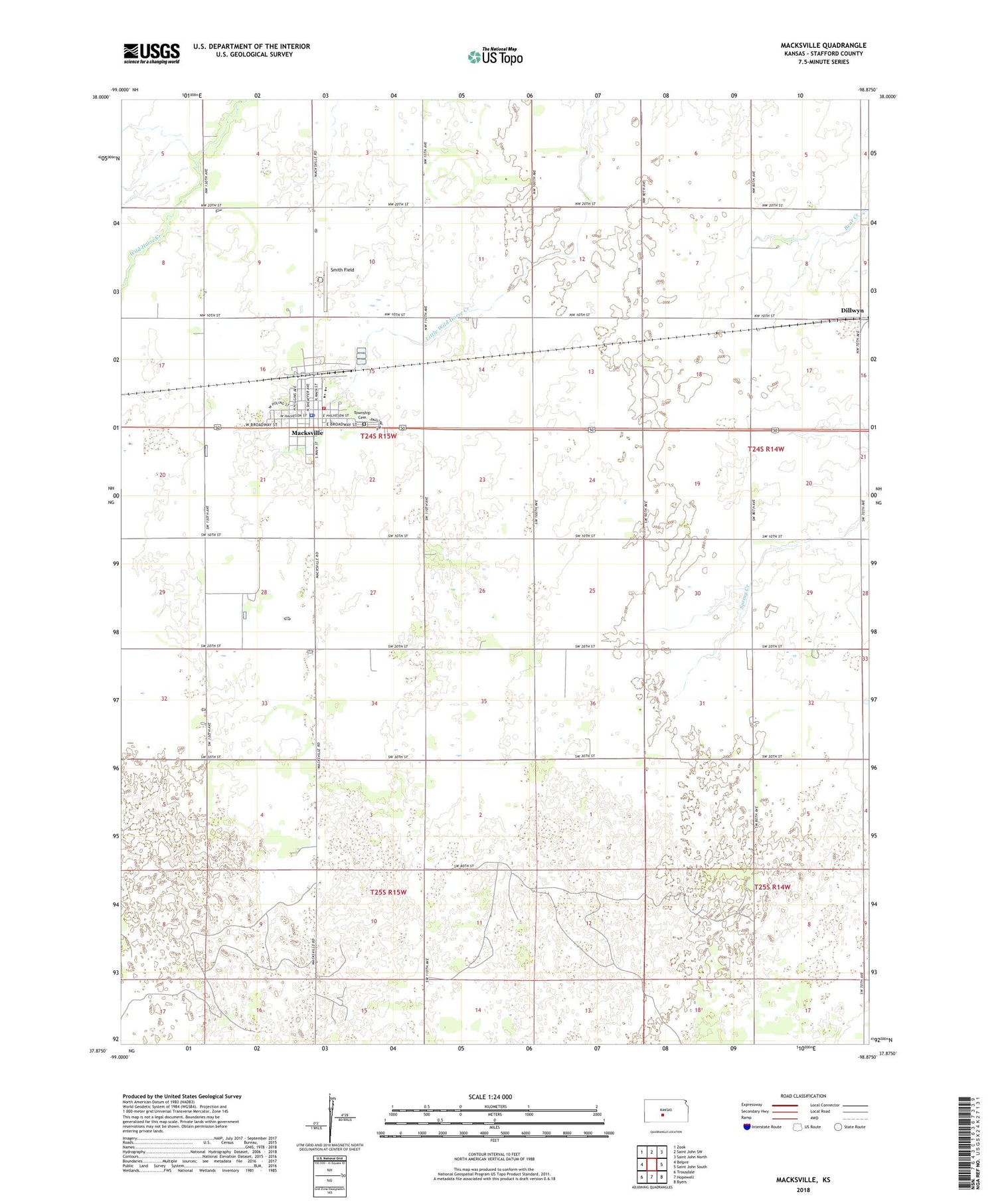Macksville Kansas US Topo Map Image