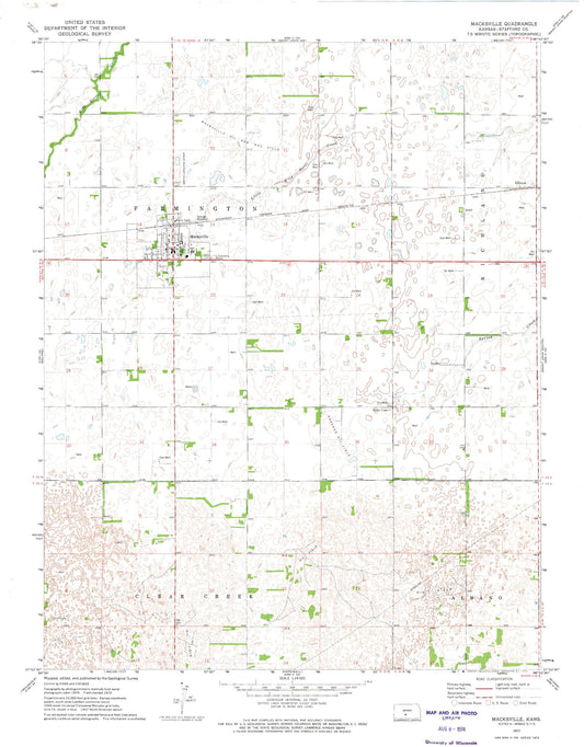 Classic USGS Macksville Kansas 7.5'x7.5' Topo Map Image