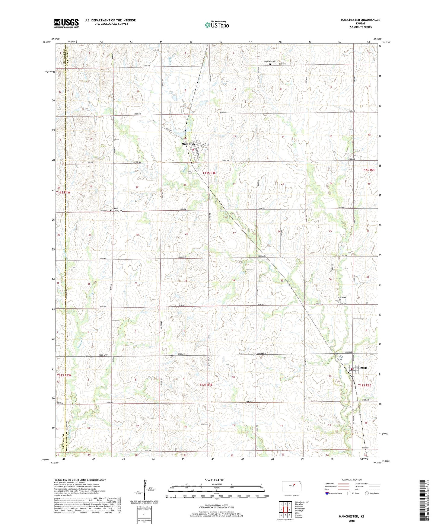 Manchester Kansas US Topo Map Image