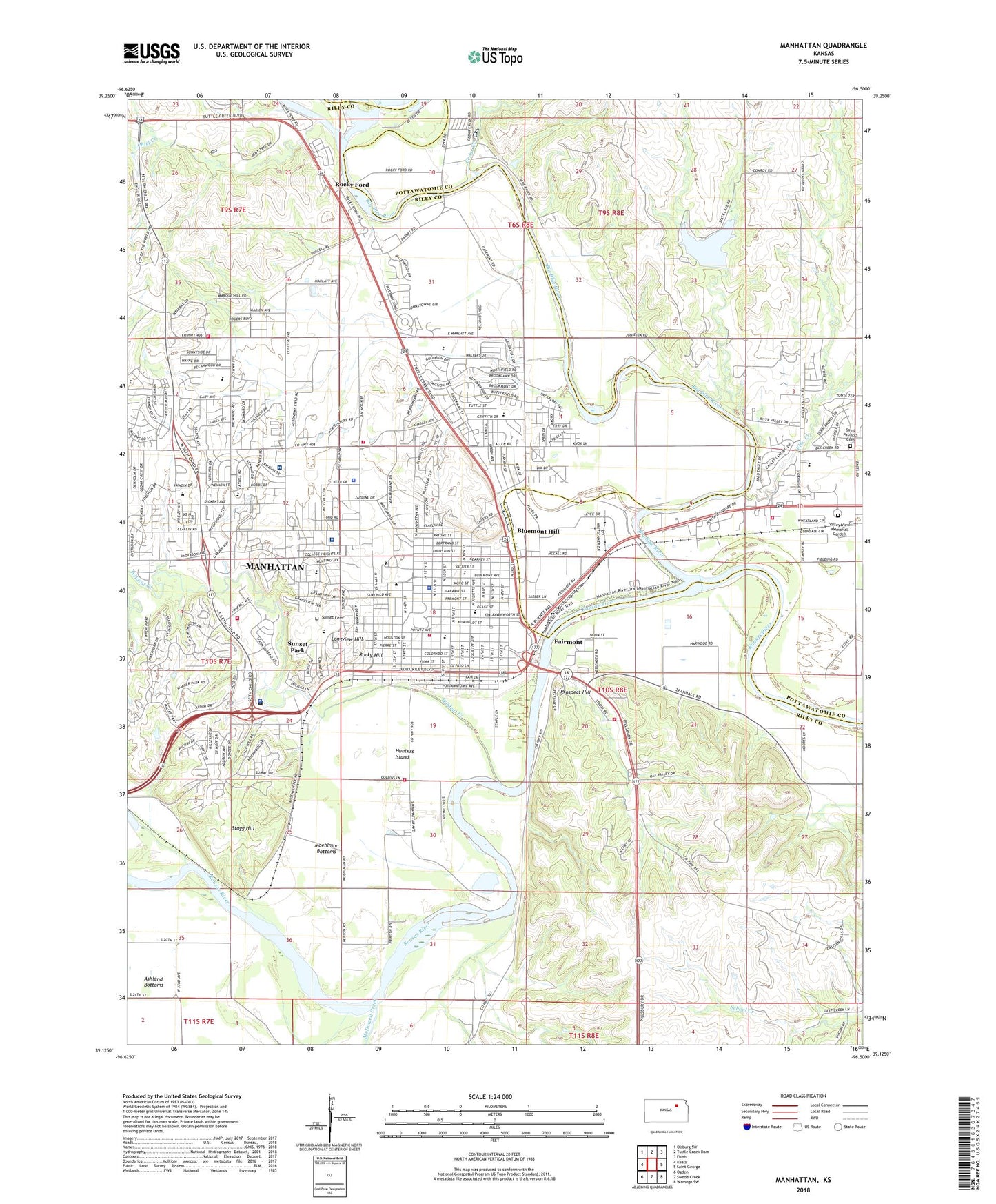 Manhattan Kansas US Topo Map Image