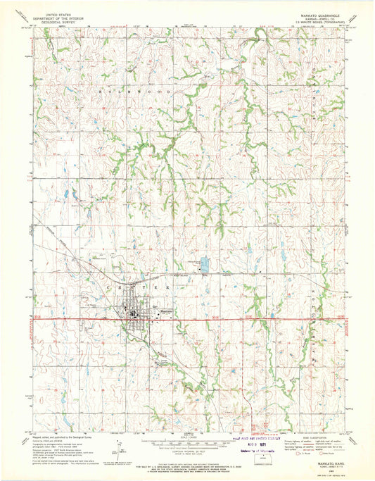 Classic USGS Mankato Kansas 7.5'x7.5' Topo Map Image