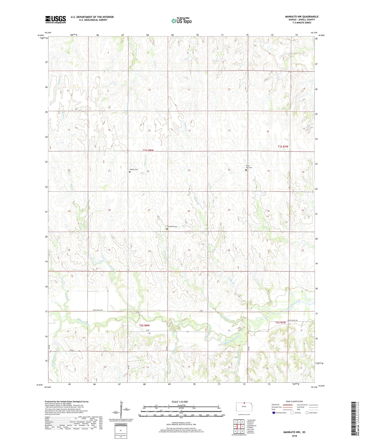 Mankato NW Kansas US Topo Map Image