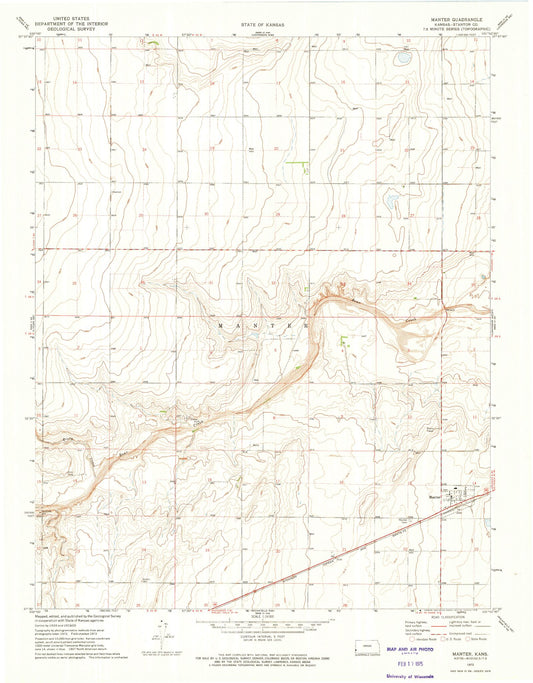 Classic USGS Manter Kansas 7.5'x7.5' Topo Map Image