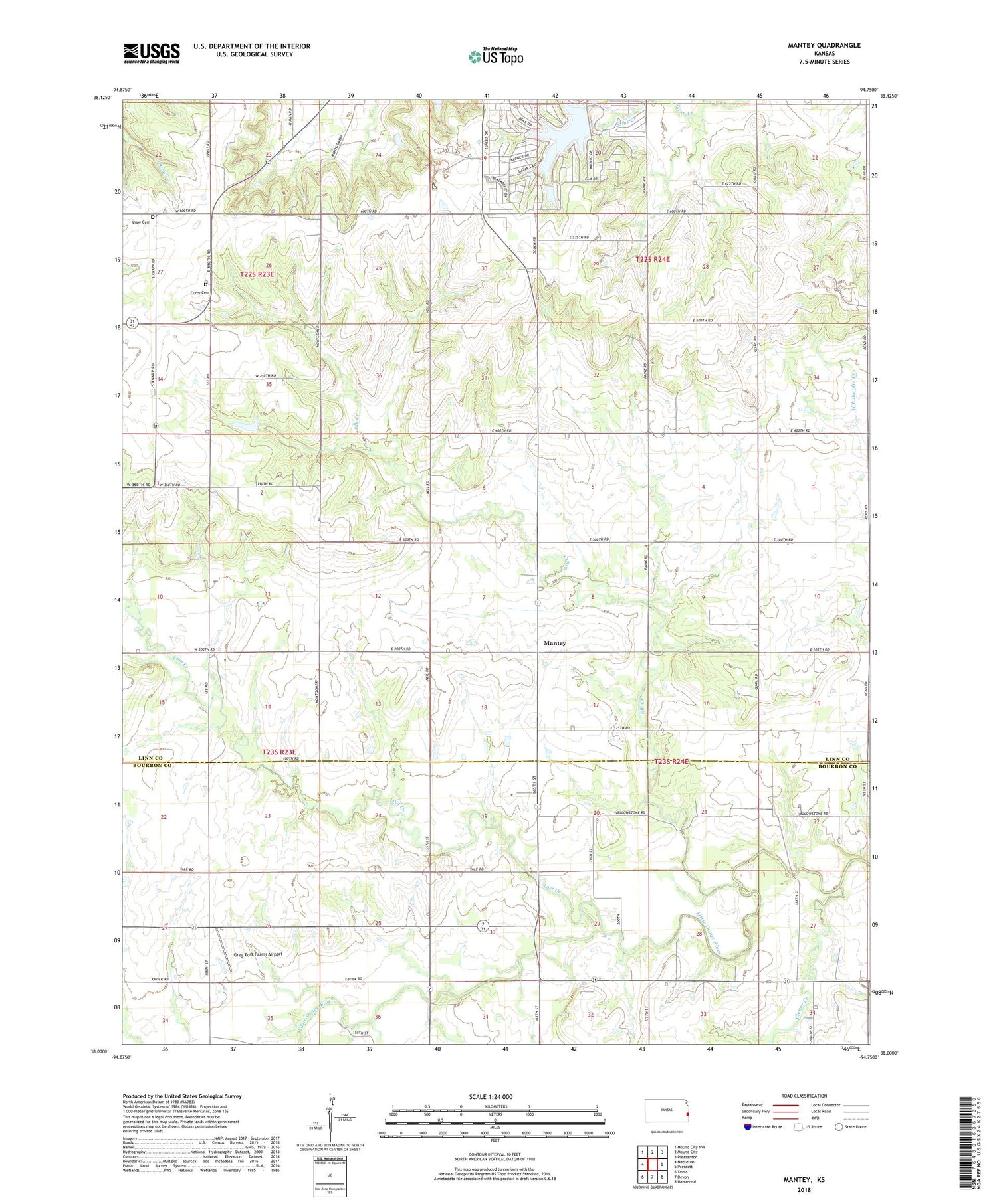Mantey Kansas US Topo Map Image