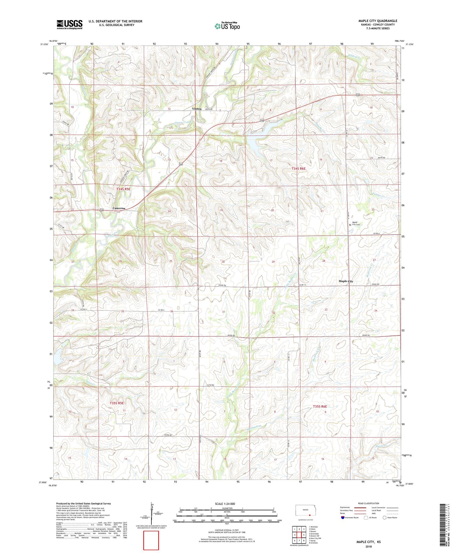 Maple City Kansas US Topo Map Image