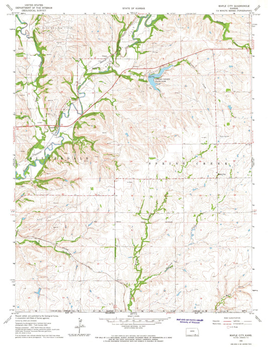 Classic USGS Maple City Kansas 7.5'x7.5' Topo Map Image