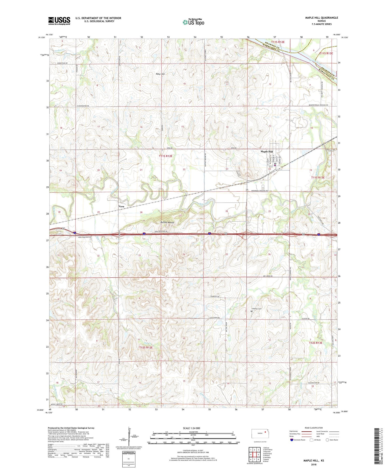Maple Hill Kansas US Topo Map Image