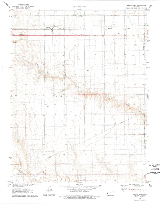 Classic USGS Marienthal Kansas 7.5'x7.5' Topo Map Image