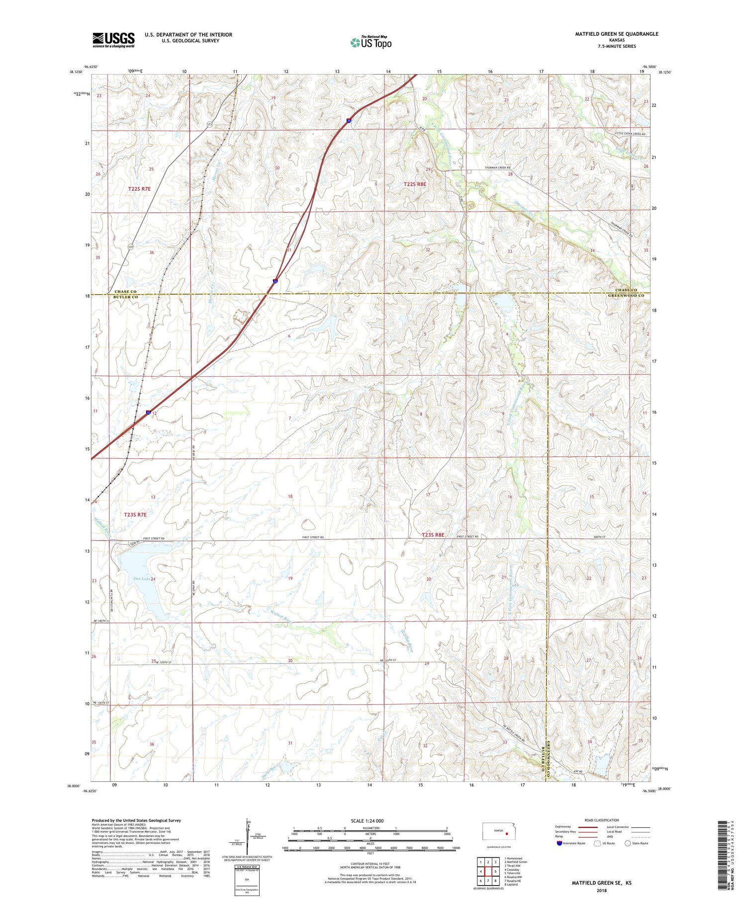 Matfield Green SE Kansas US Topo Map Image