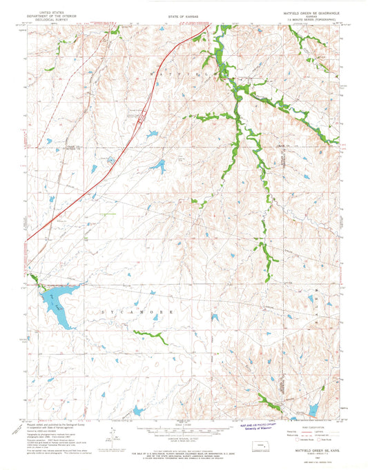 Classic USGS Matfield Green SE Kansas 7.5'x7.5' Topo Map Image