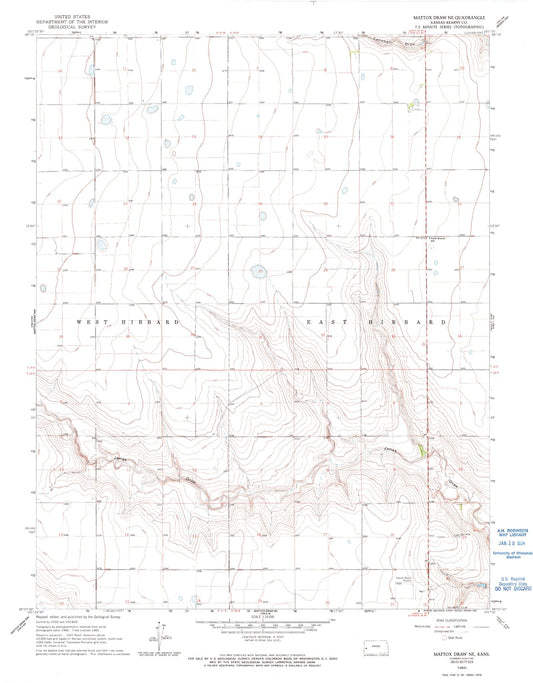 Classic USGS Mattox Draw NE Kansas 7.5'x7.5' Topo Map Image