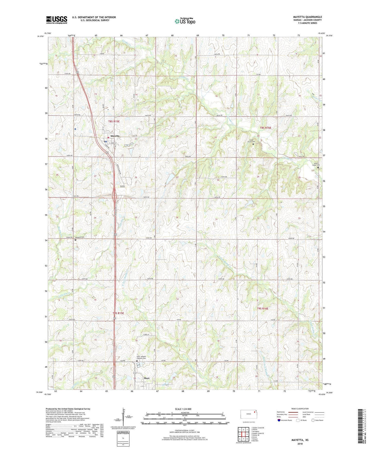 Mayetta Kansas US Topo Map Image