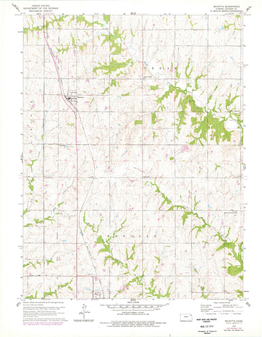Classic USGS Mayetta Kansas 7.5'x7.5' Topo Map Image