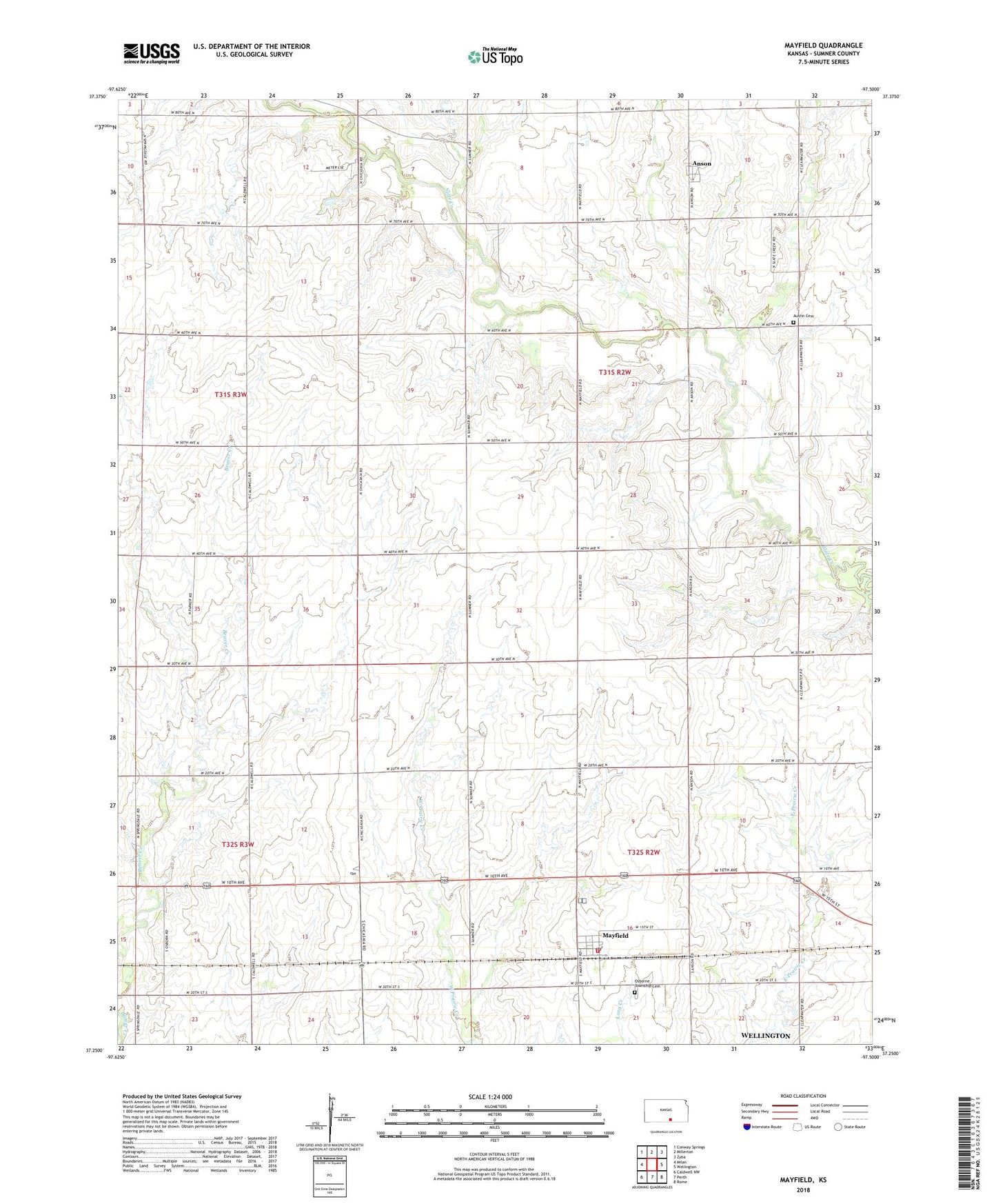 Mayfield Kansas US Topo Map Image