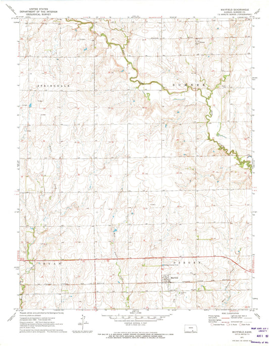 Classic USGS Mayfield Kansas 7.5'x7.5' Topo Map Image