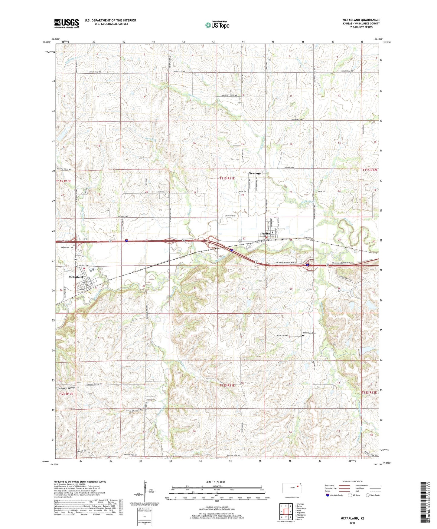 McFarland Kansas US Topo Map Image