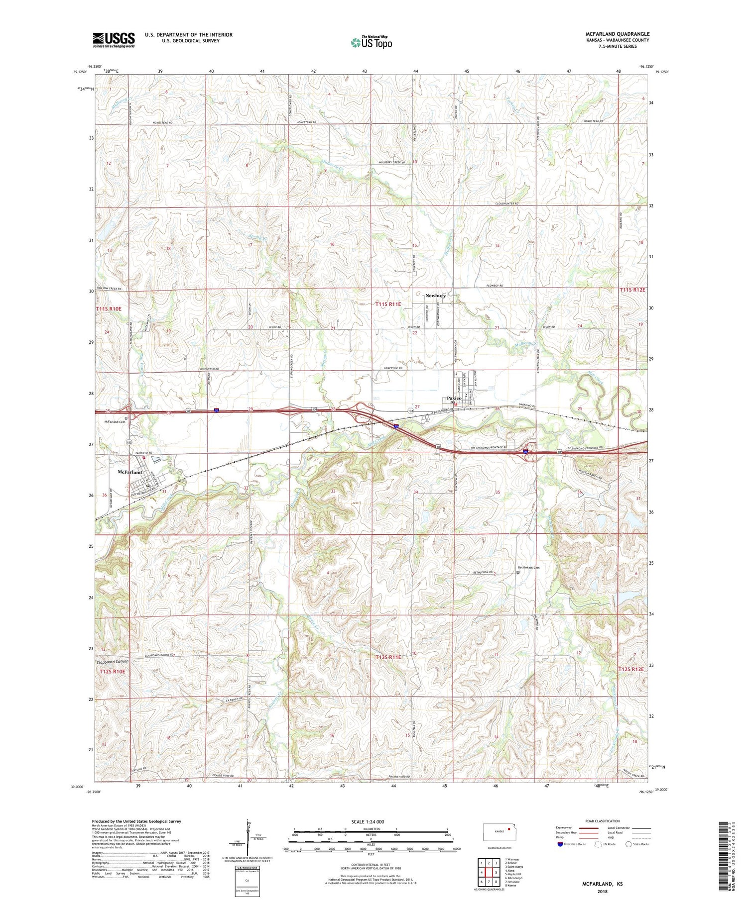 McFarland Kansas US Topo Map Image