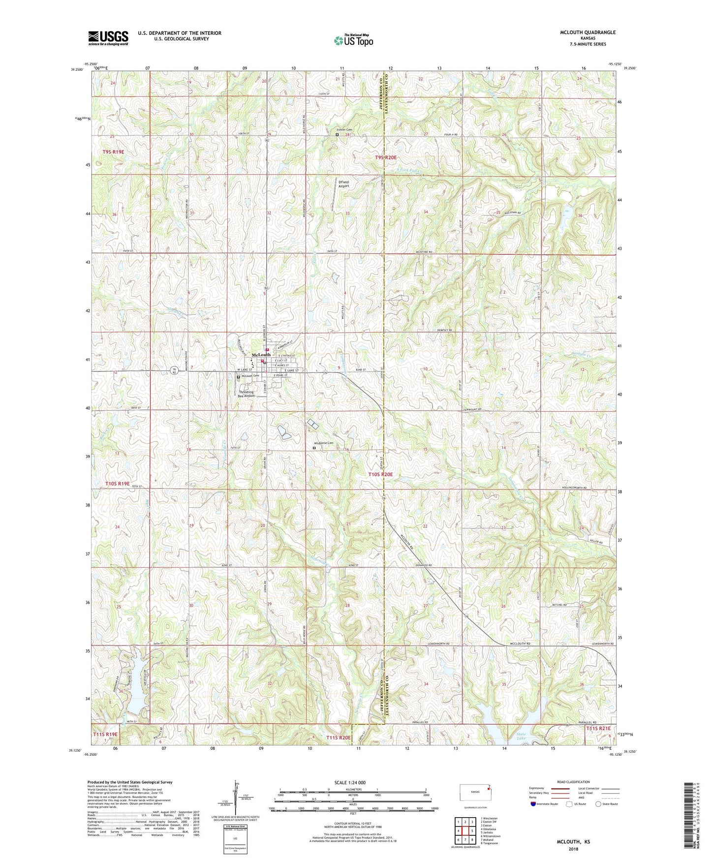 McLouth Kansas US Topo Map Image