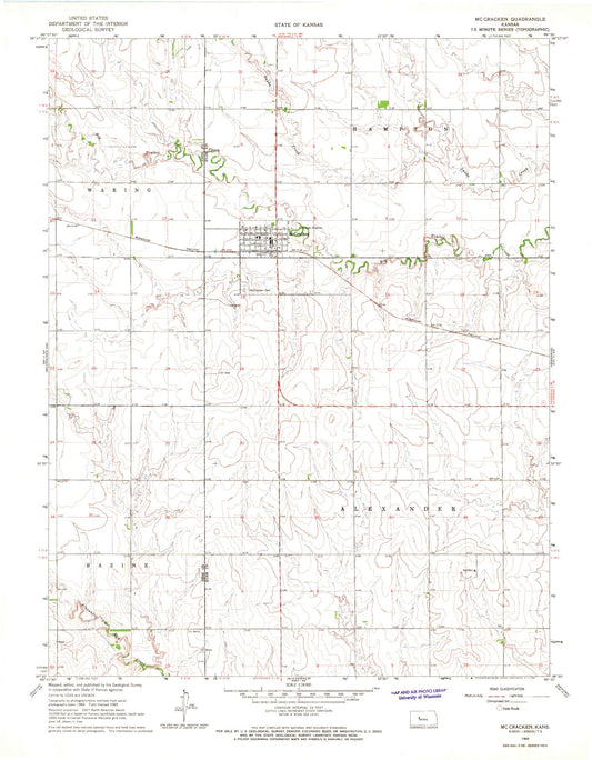 Classic USGS McCracken Kansas 7.5'x7.5' Topo Map Image