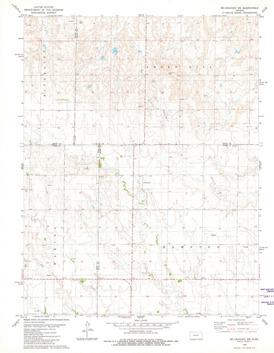 Classic USGS McCracken NE Kansas 7.5'x7.5' Topo Map Image