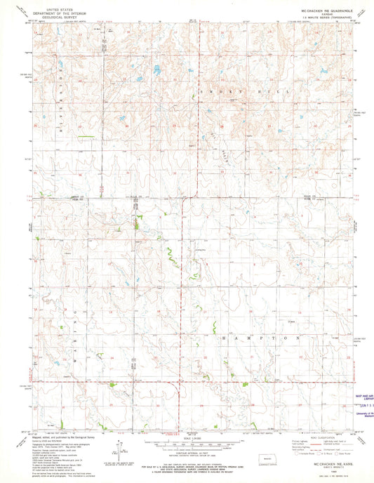 Classic USGS McCracken NE Kansas 7.5'x7.5' Topo Map Image