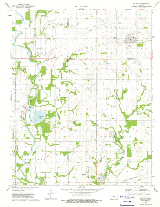 Classic USGS McCune Kansas 7.5'x7.5' Topo Map Image