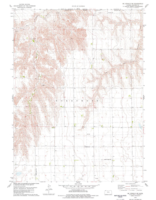 Classic USGS McDonald NE Kansas 7.5'x7.5' Topo Map Image