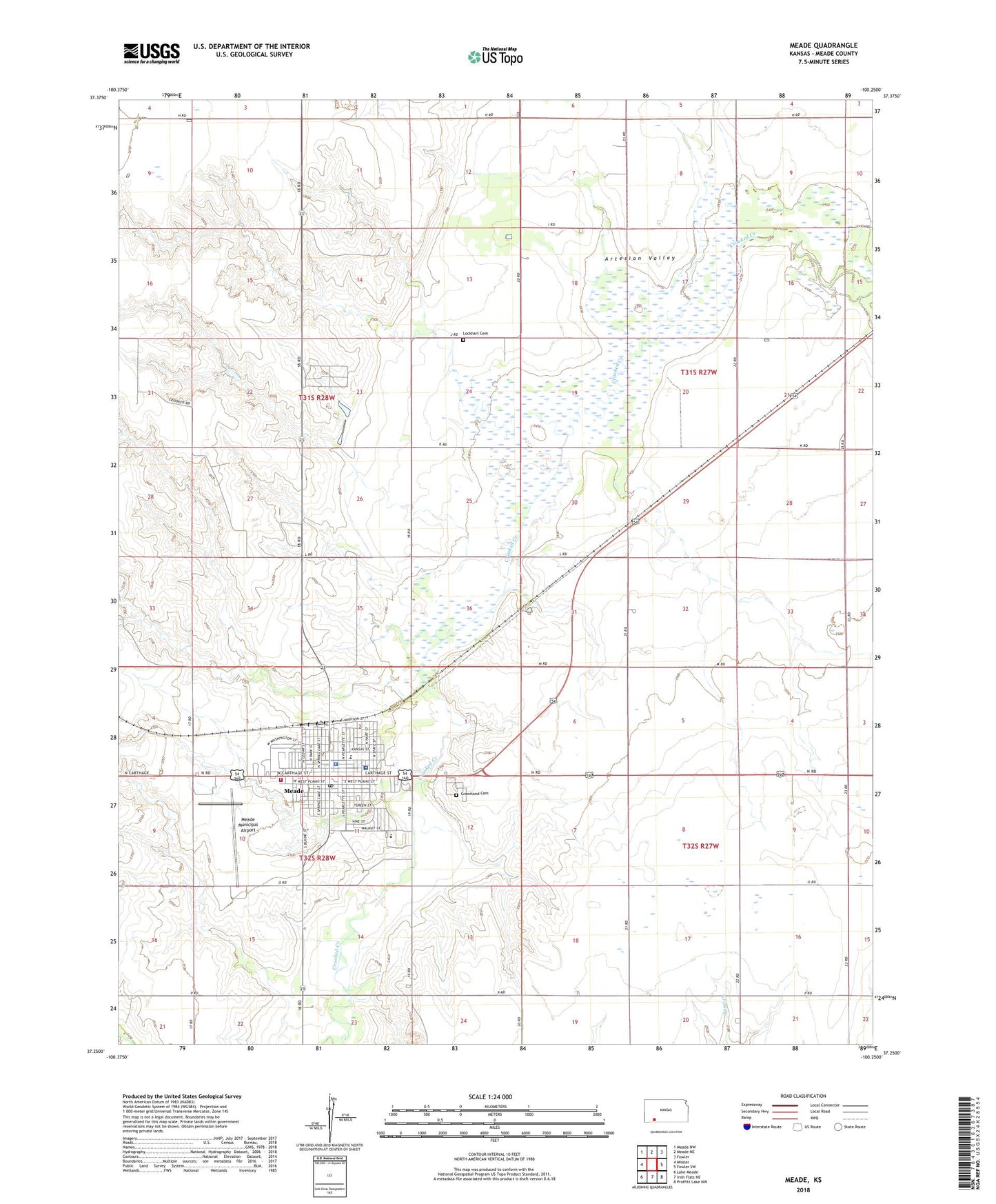 Meade Kansas US Topo Map Image