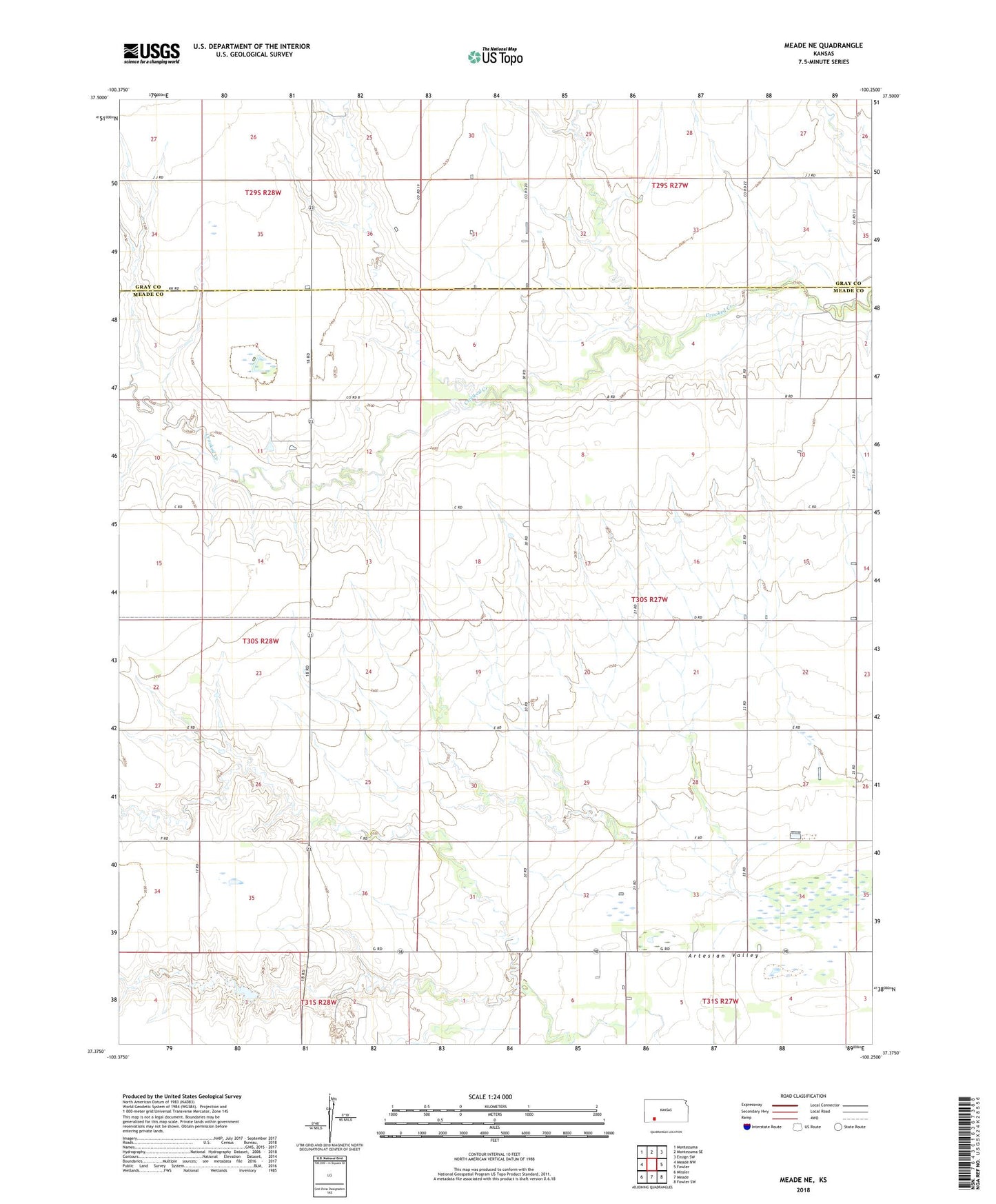 Meade NE Kansas US Topo Map Image
