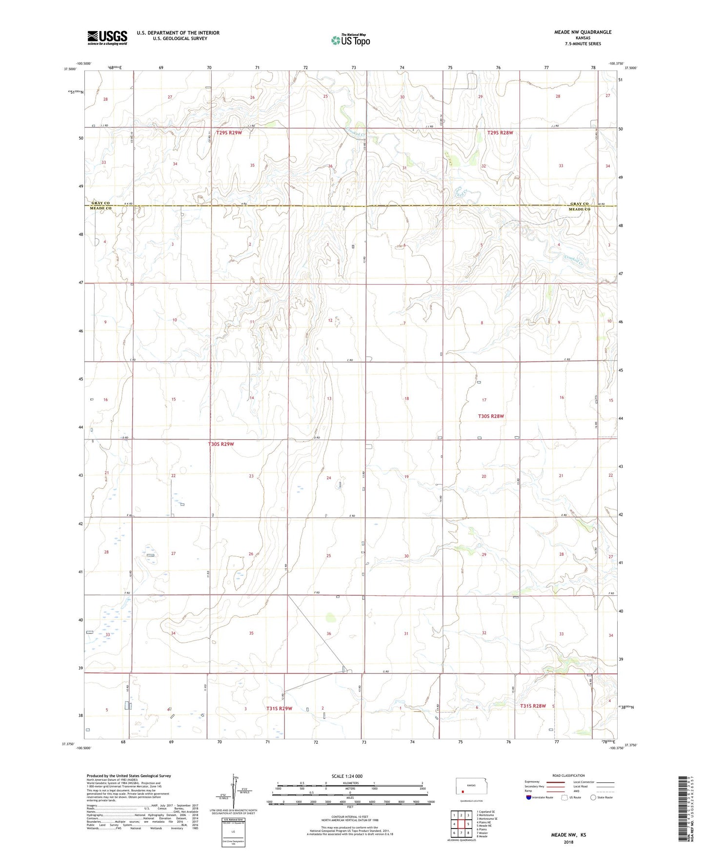 Meade NW Kansas US Topo Map Image