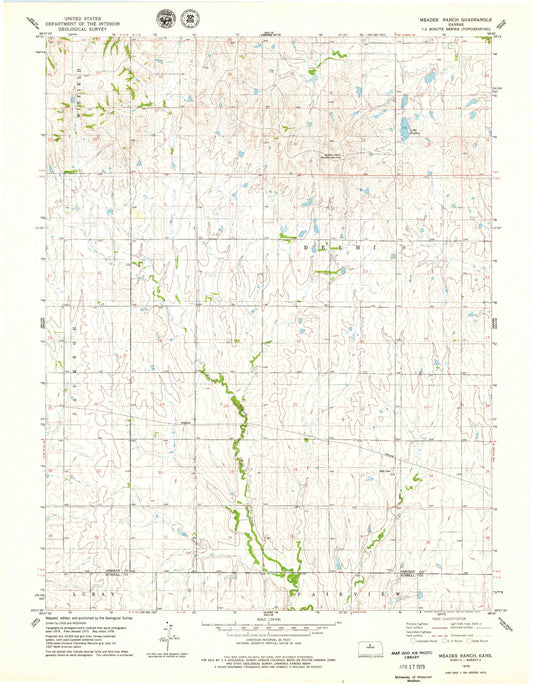 Classic USGS Meades Ranch Kansas 7.5'x7.5' Topo Map Image