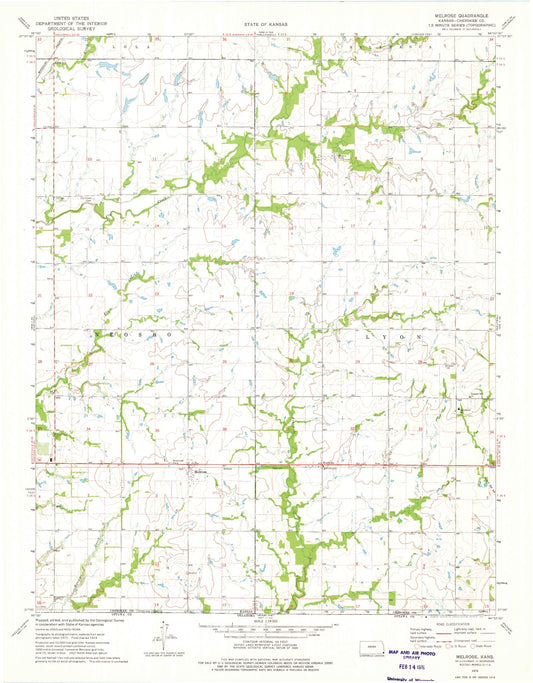 Classic USGS Melrose Kansas 7.5'x7.5' Topo Map Image
