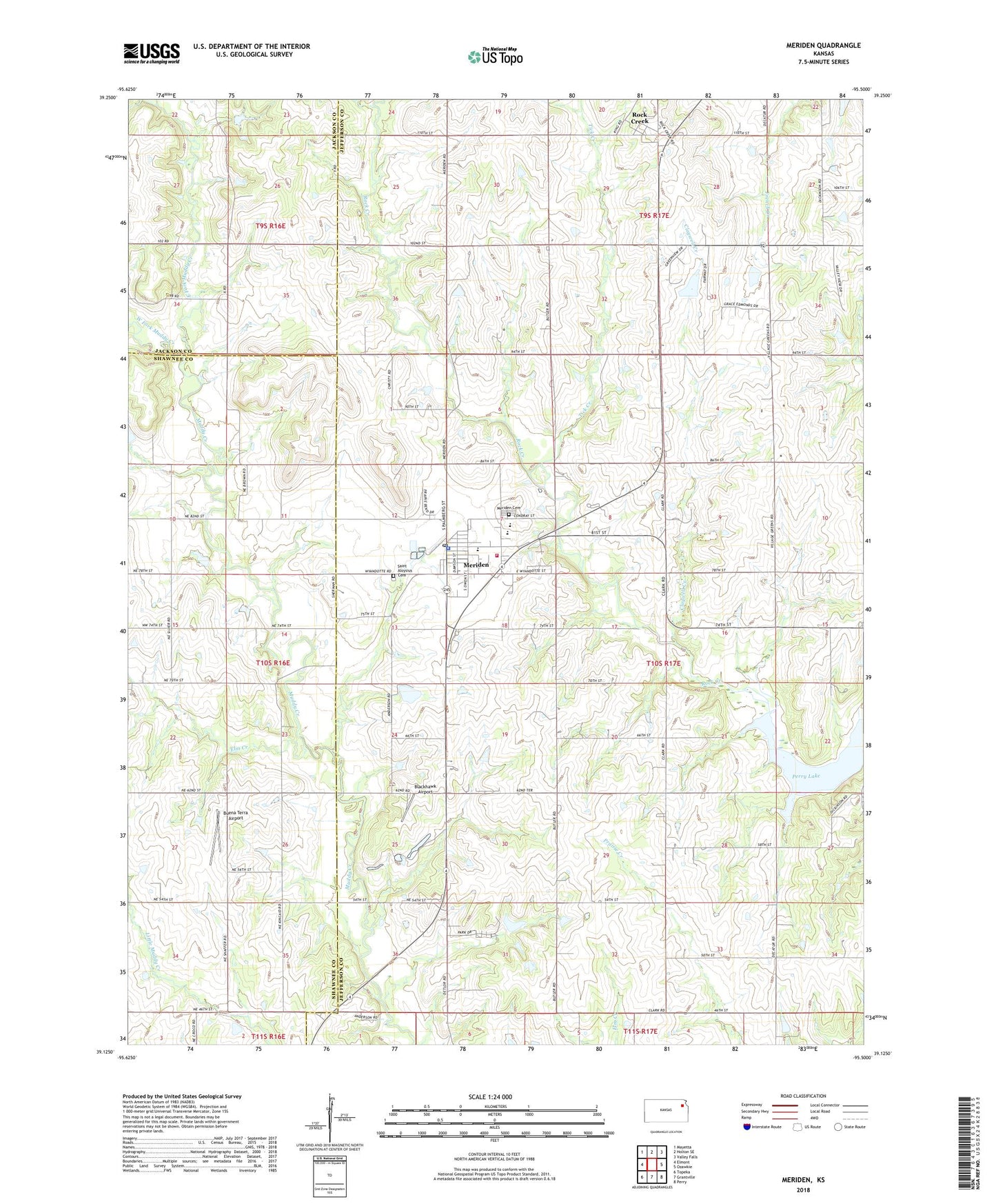 Meriden Kansas US Topo Map Image