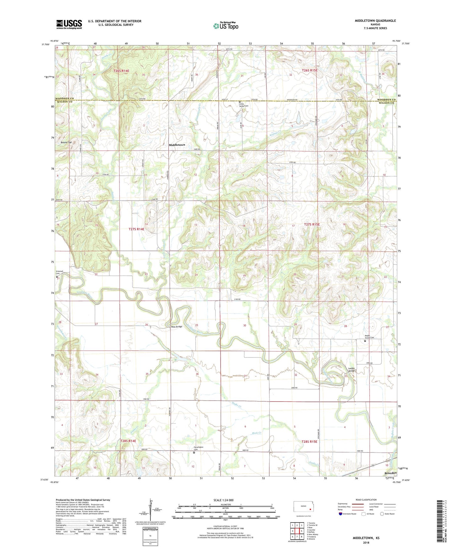 Middletown Kansas US Topo Map Image