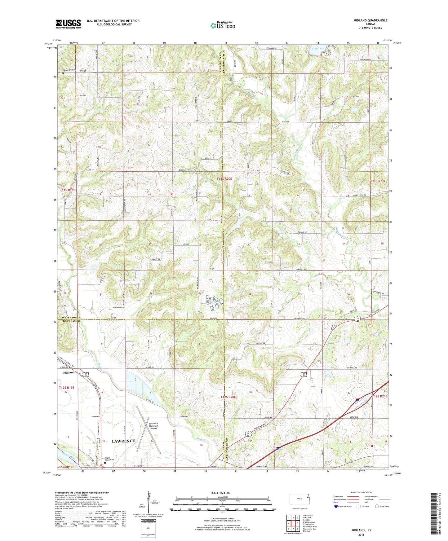 Midland Kansas US Topo Map Image