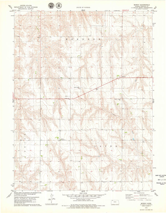 Classic USGS Midway Kansas 7.5'x7.5' Topo Map Image