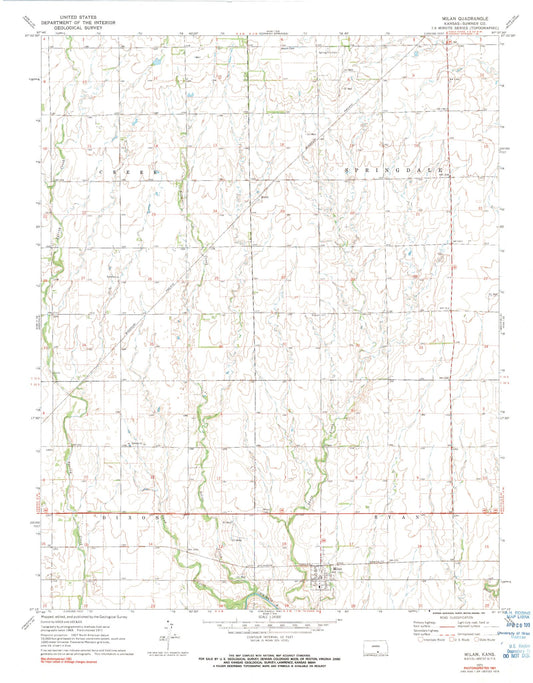 Classic USGS Milan Kansas 7.5'x7.5' Topo Map Image