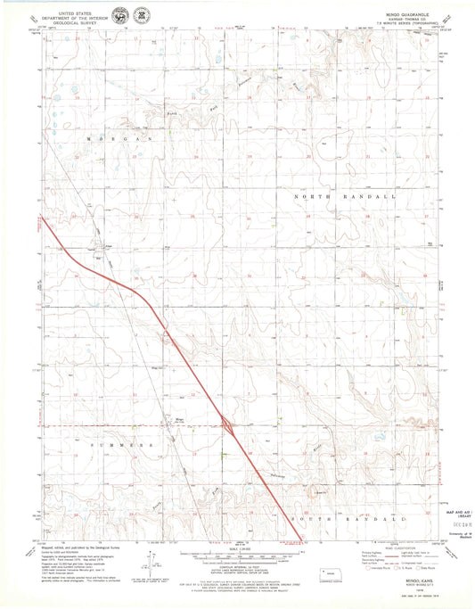 Classic USGS Mingo Kansas 7.5'x7.5' Topo Map Image