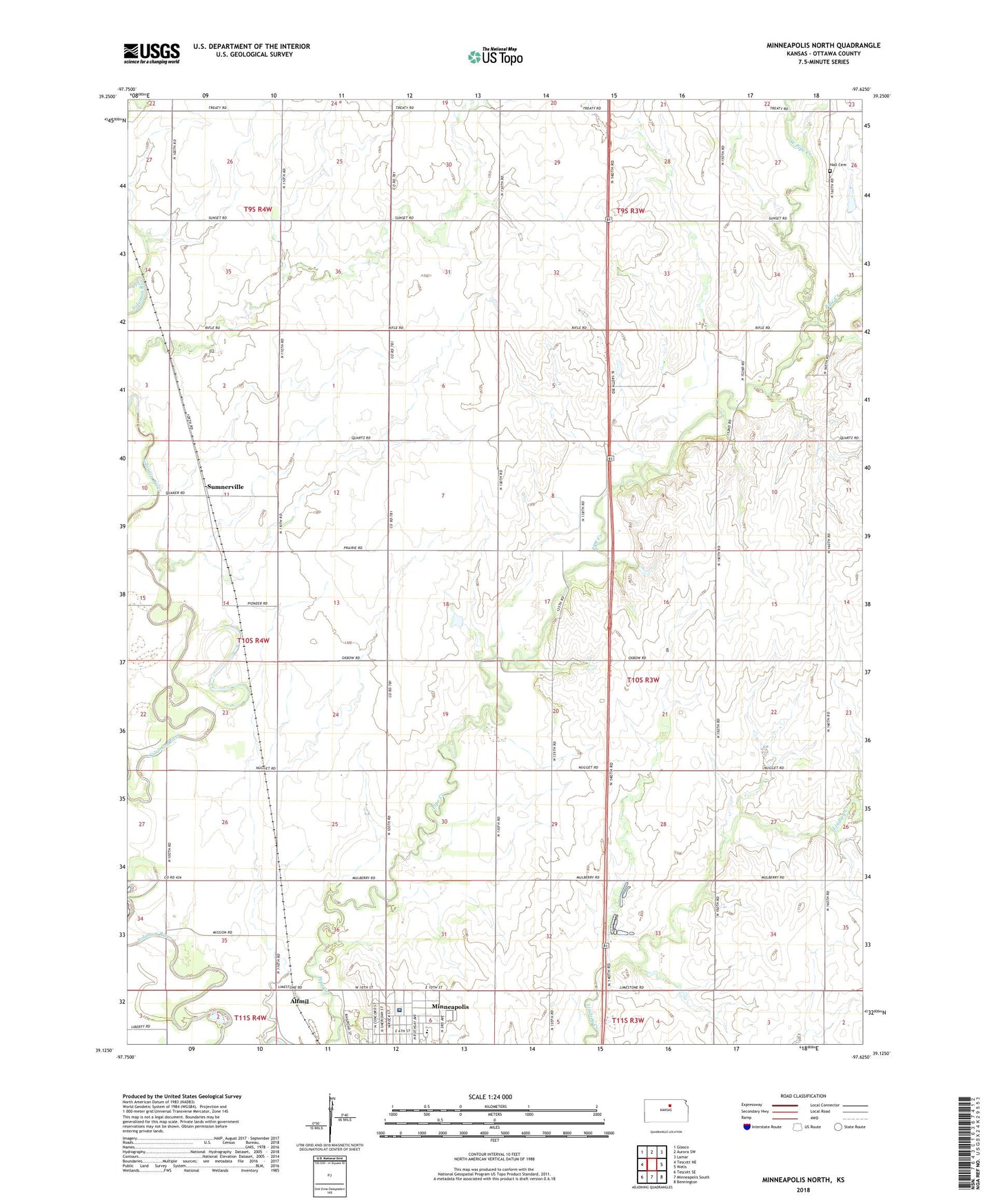 Minneapolis North Kansas US Topo Map Image