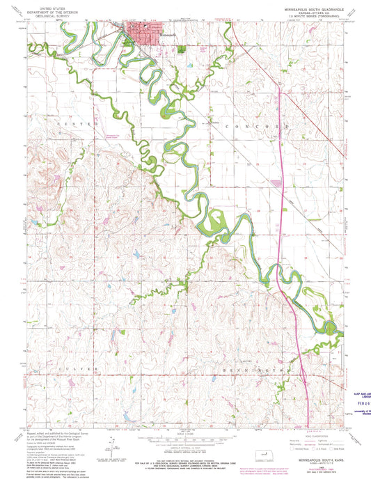 Classic USGS Minneapolis South Kansas 7.5'x7.5' Topo Map Image