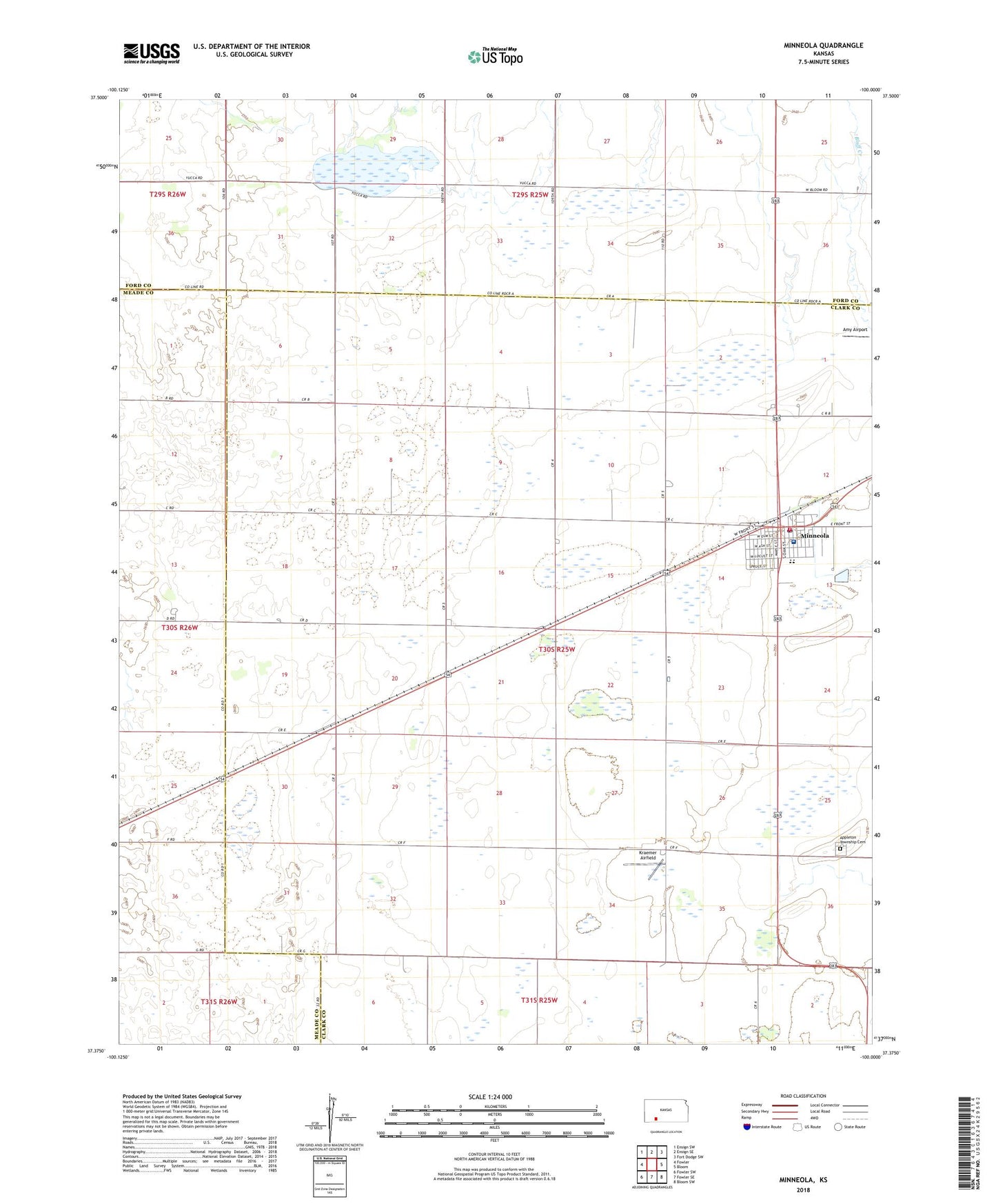 Minneola Kansas US Topo Map Image