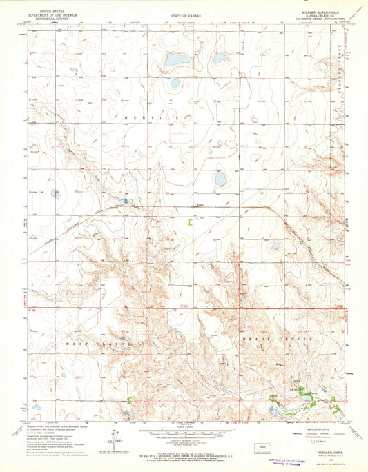 Classic USGS Missler Kansas 7.5'x7.5' Topo Map Image