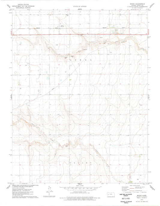 Classic USGS Modoc Kansas 7.5'x7.5' Topo Map Image