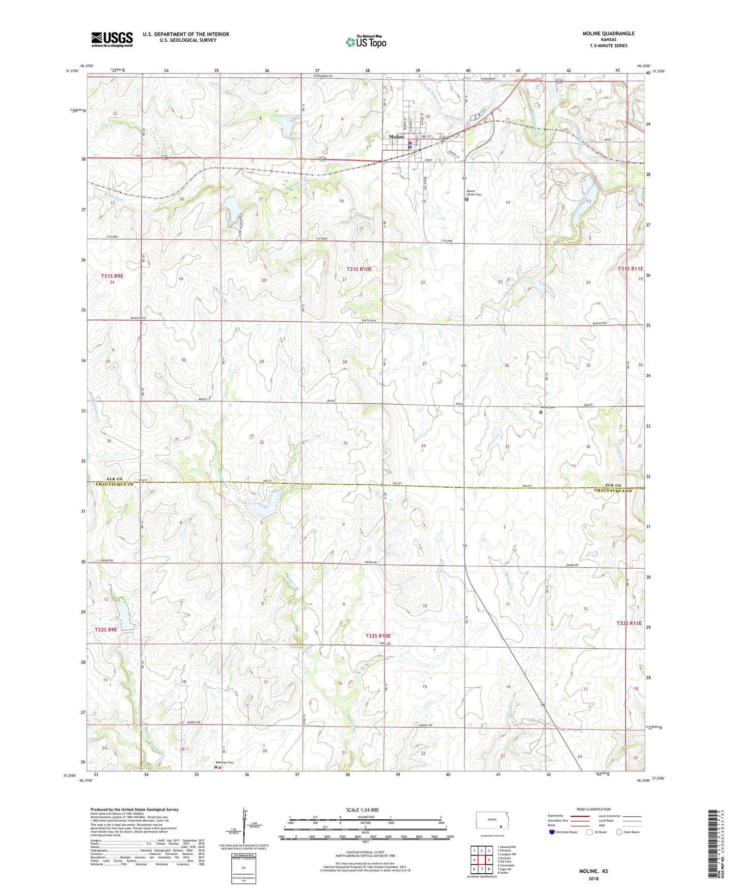 Moline Kansas US Topo Map Image