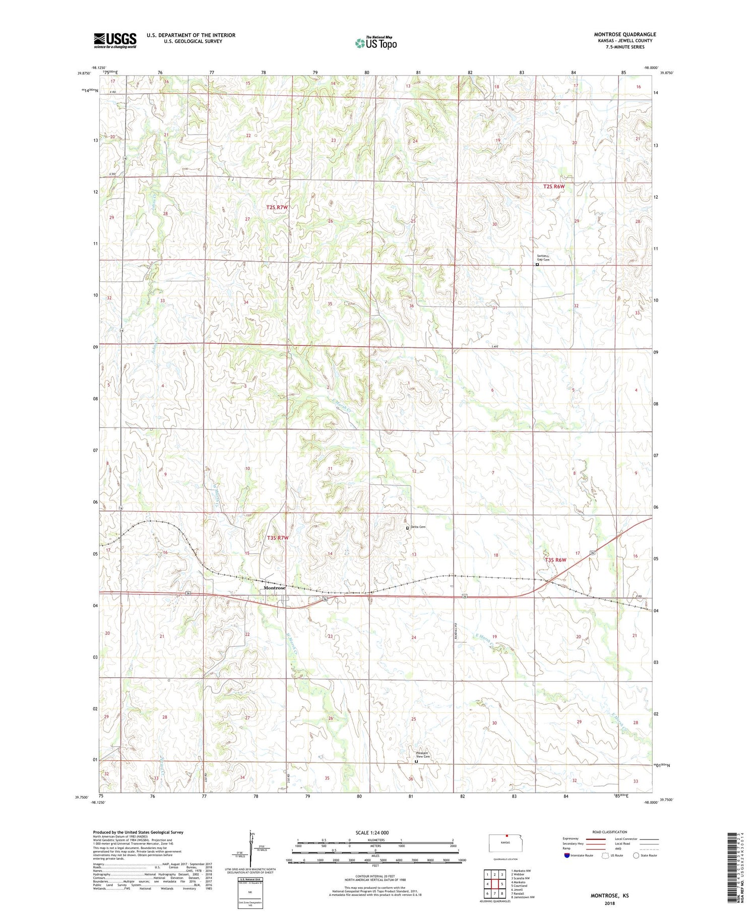 Montrose Kansas US Topo Map Image