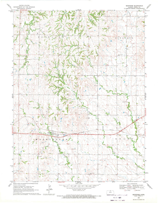 Classic USGS Montrose Kansas 7.5'x7.5' Topo Map Image
