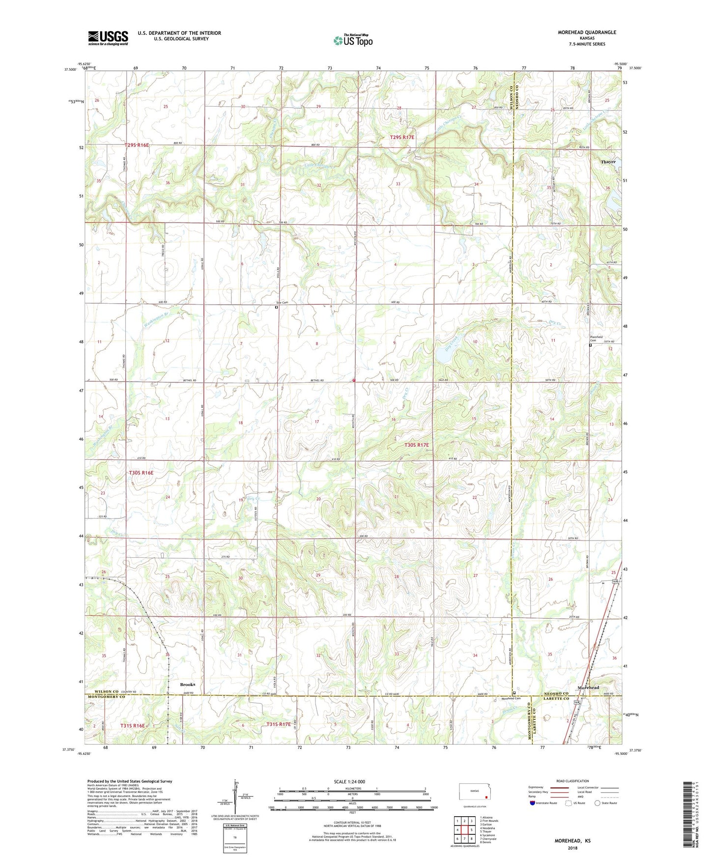 Morehead Kansas US Topo Map Image
