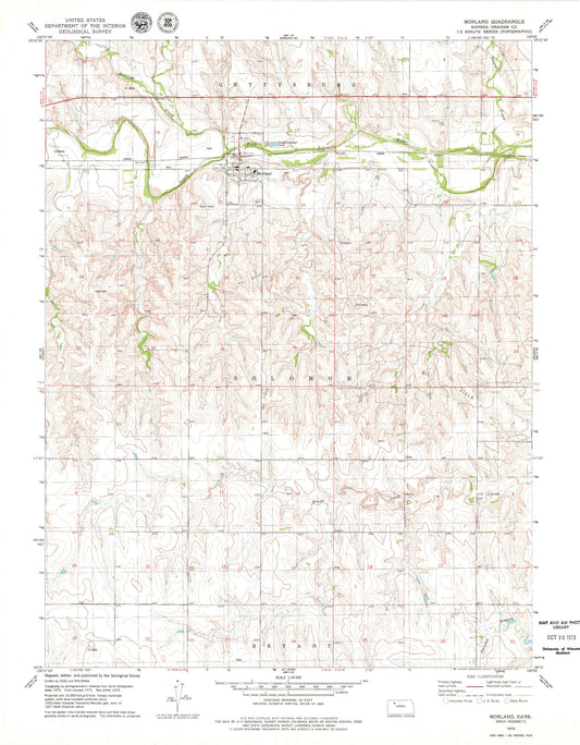 Classic USGS Morland Kansas 7.5'x7.5' Topo Map Image